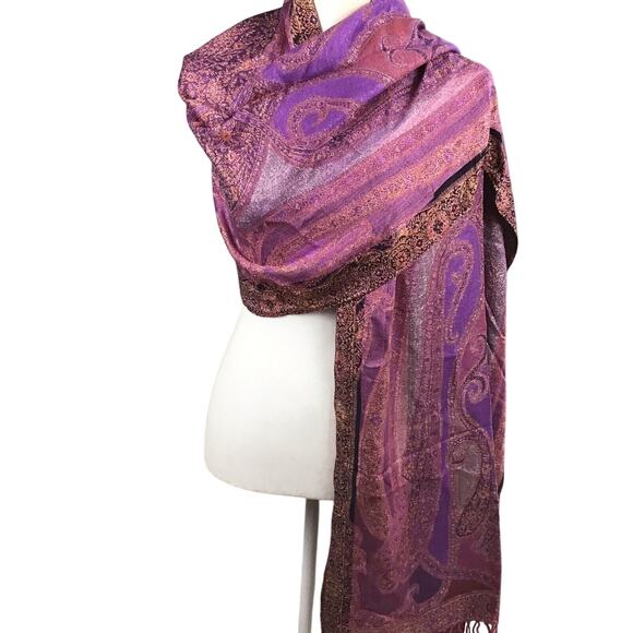 Collection 18 Womens Scarf Purple Opulence Blanket Multifunctional Fringe - Picture 5 of 13